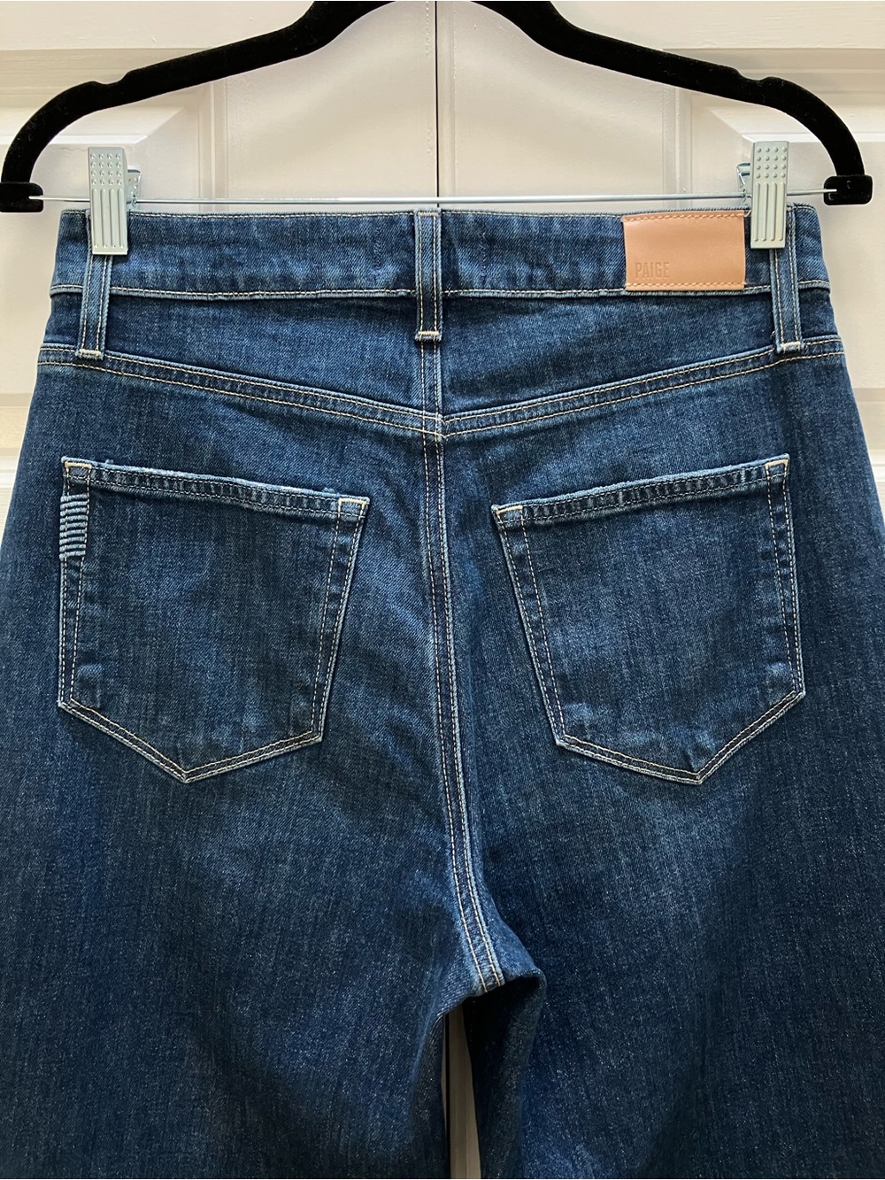 Paige Anessa 31" Wide Leg Denim Jeans Raw Hem High Rise Ancient Wash size 28 - Picture 6 of 12
